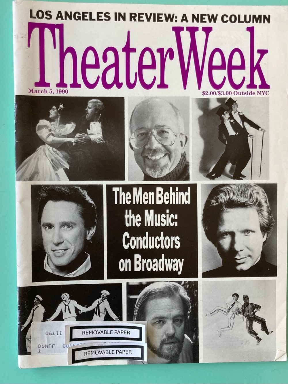 Six Broadway conductors Theater Week Magazine March 5 1990 Address Label Attach